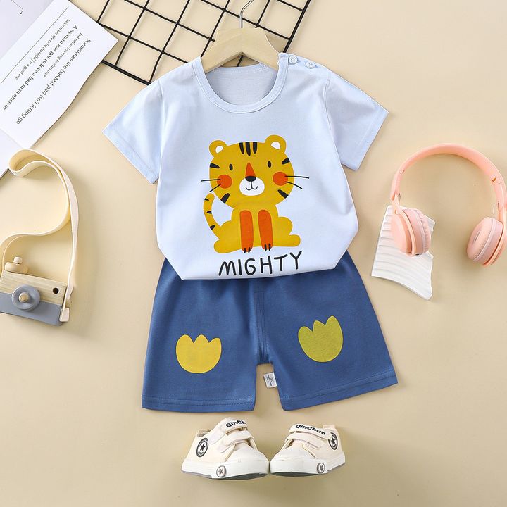 Blue Mighty Tiger Shorts Set