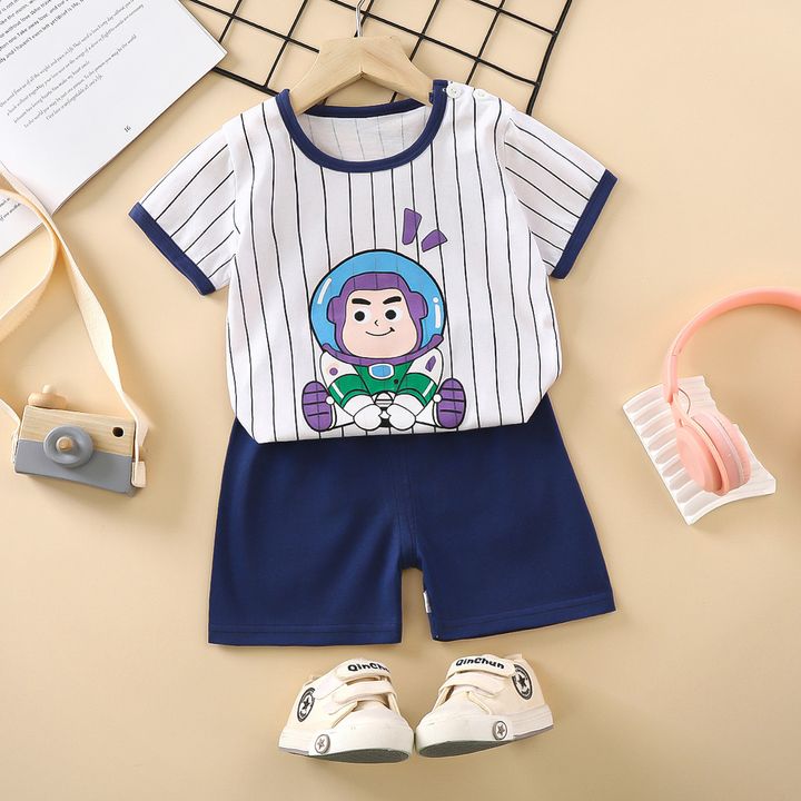White Striped Buzz Shorts Set
