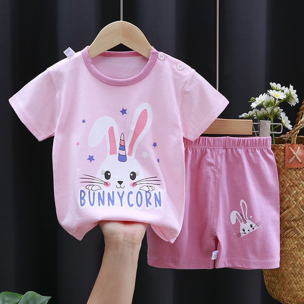 Pink Bunnycorn Shorts Set