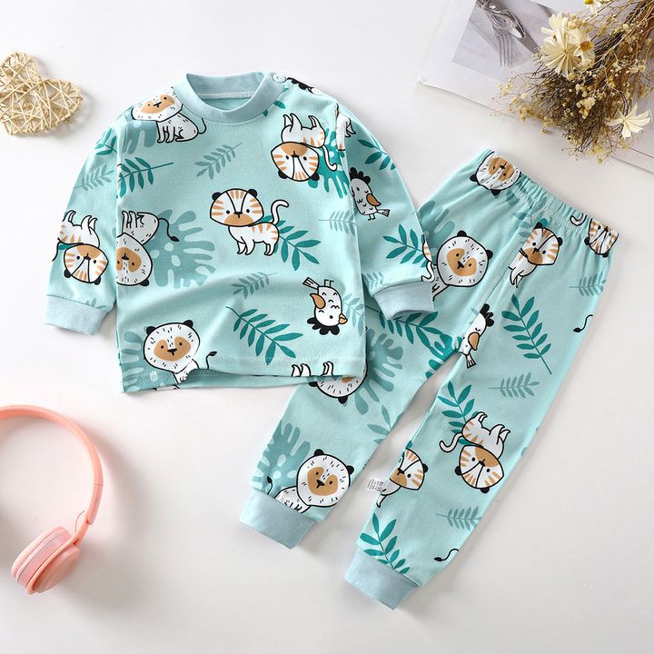 Turquoise Jungle Animal Sleepwear Set
