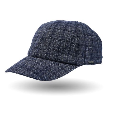 Wigens-Blue-Checked-Wool-Silk-Linen-Baseball-Cap-Feature