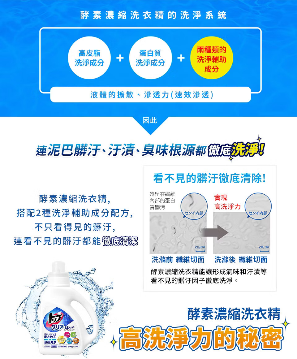 LION日本獅王トップ酵素濃縮洗衣精 900g