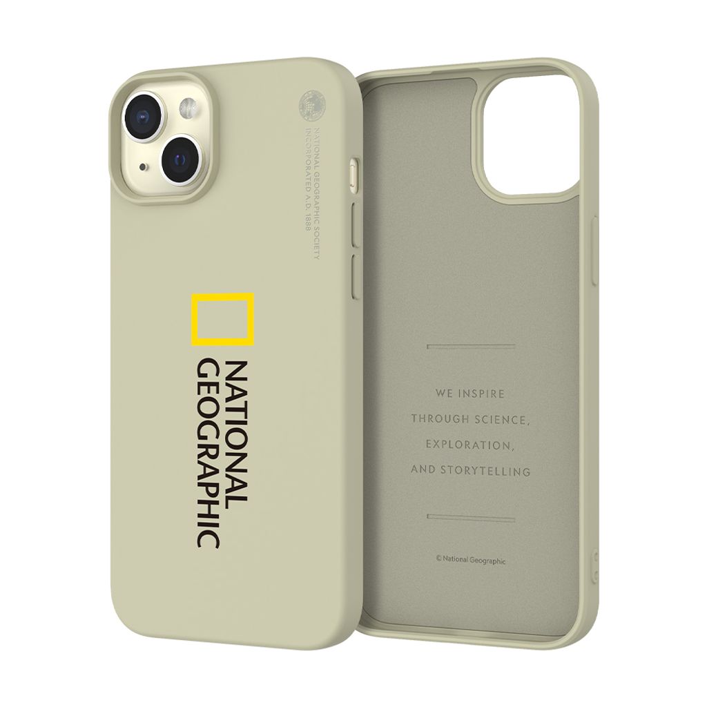 Nat Geo iPhone 15 Plus Soft Case V2_Thumbnail_Side_Big Logo_Beige