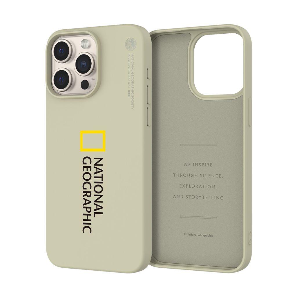 Nat Geo iPhone 15 Pro Max Soft Case V2_Thumbnail_Side_Big Logo_Beige