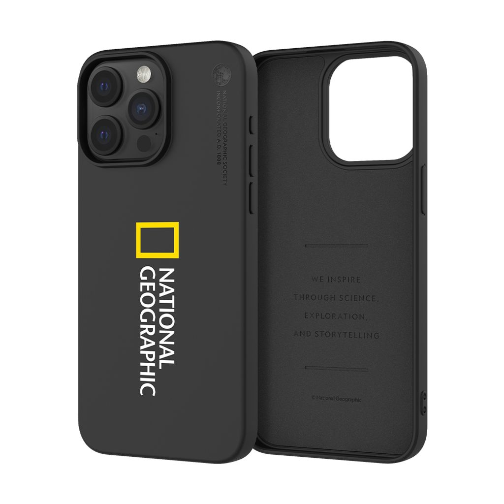 Nat Geo iPhone 15 Pro Max Soft Case V2_Thumbnail_Side_Big Logo_Black