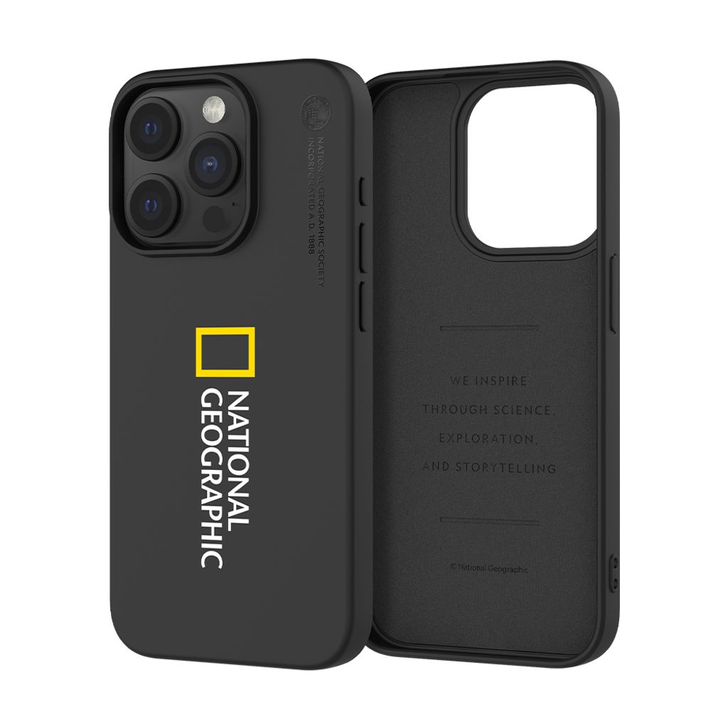 Nat Geo iPhone 15 Pro Soft Case V2_Thumbnail_Side_Big Logo_Black