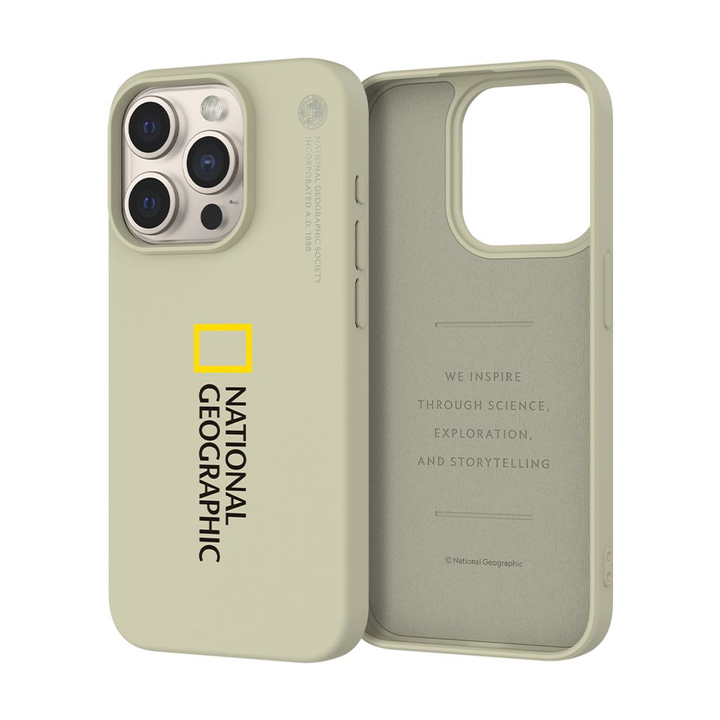 Nat Geo iPhone 15 Pro Soft Case V2_Thumbnail_Side_Big Logo_Beige