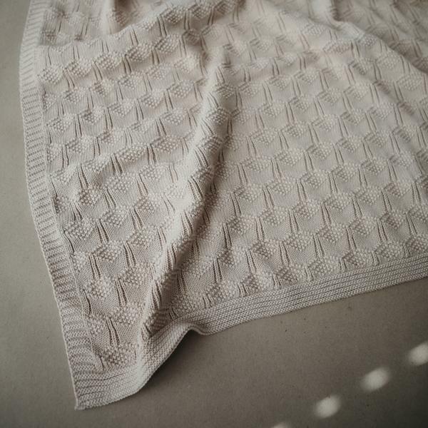 Mushie Knit Blanket 100% Organic Cotton Hoenycomb Beige.jpeg
