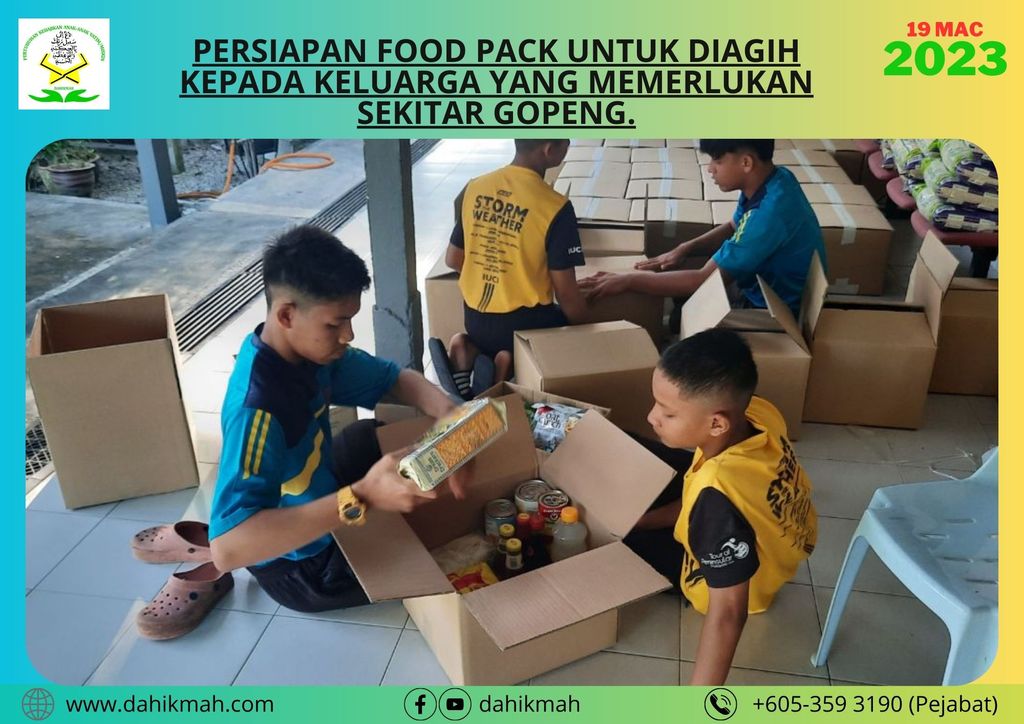 [19 MAC 2023] PERSIAPAN FOOD PACK UNTUK DIAGIH KEPADA KELUARGA YANG MEMERLUKAN SEKITAR GOPENG.