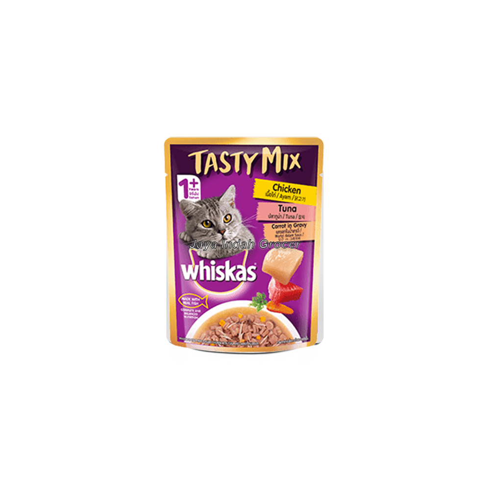 Whiskas Tasty Mix Pouch Adult 1+ Chicken with Tuna & Carrot in Gravy Cat Food 70g.png