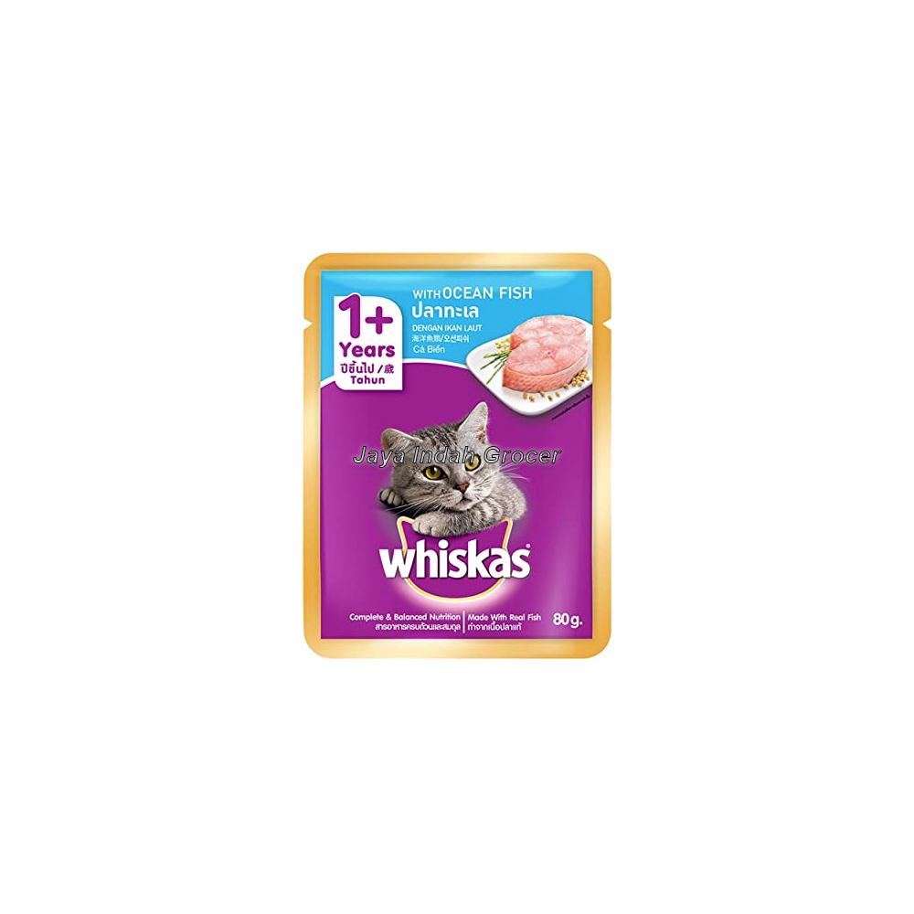 Whiskas Pouch Adult 1+ Ocean Fish Cat Food 80g.png