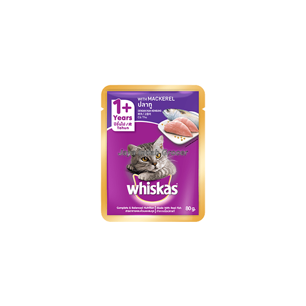 Whiskas Pouch Adult 1+ Mackerel Cat Food 80g.png