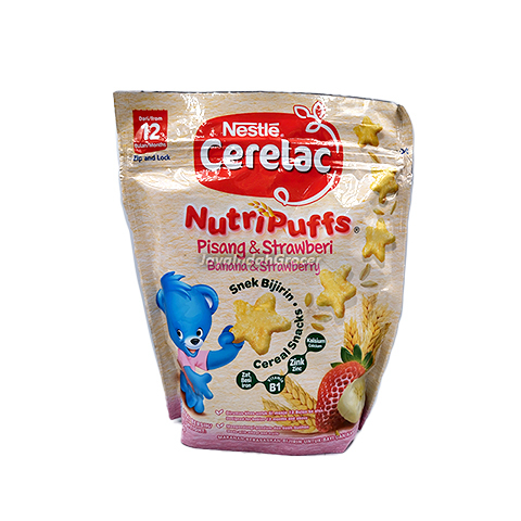 Nestle Cerelac Nutripuffs Banana & Strawberry Cereal Snacks 50g