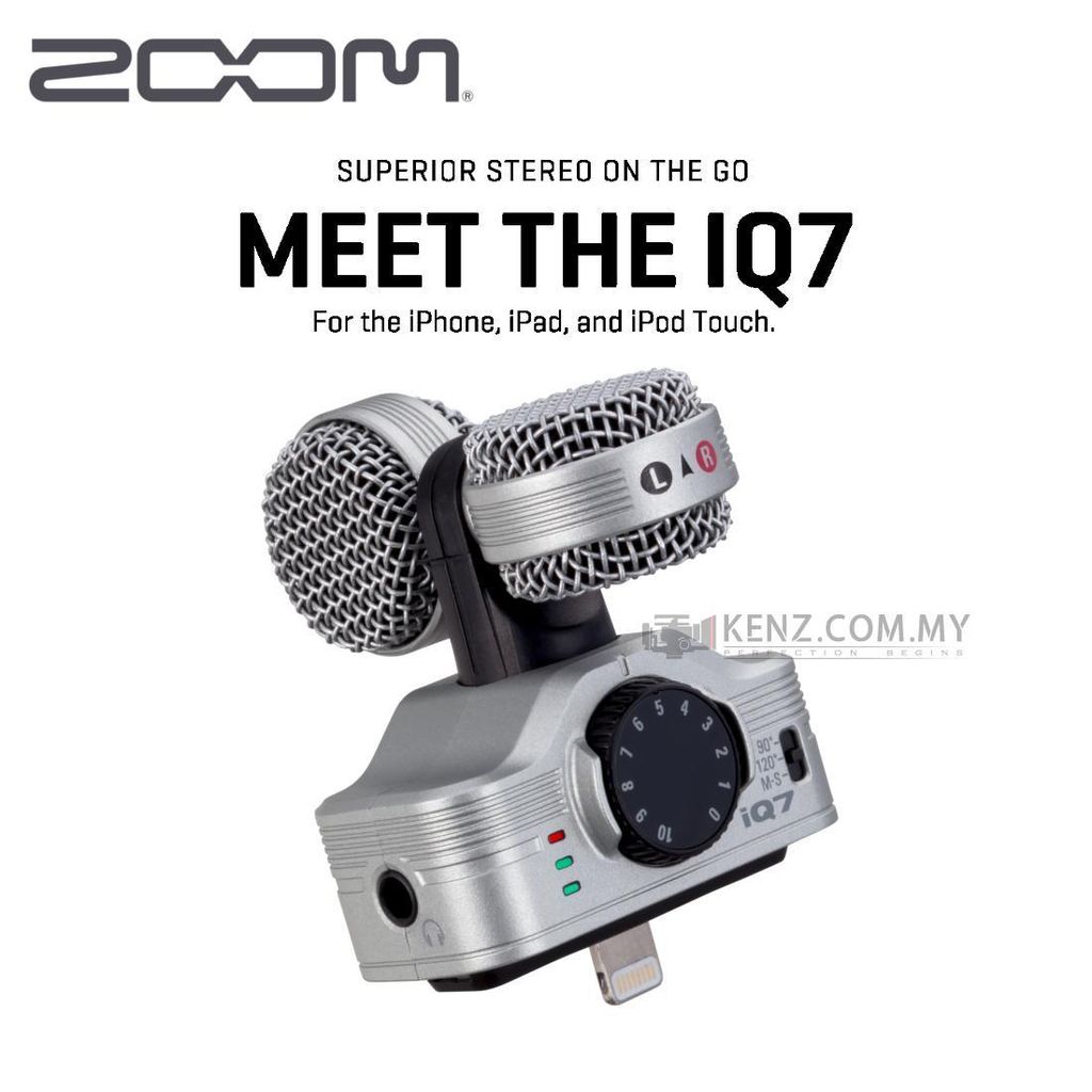 Zoom iQ7 Mid-Side Stereo Microphone for iOS Devices with Lightning Connector  – KENZ