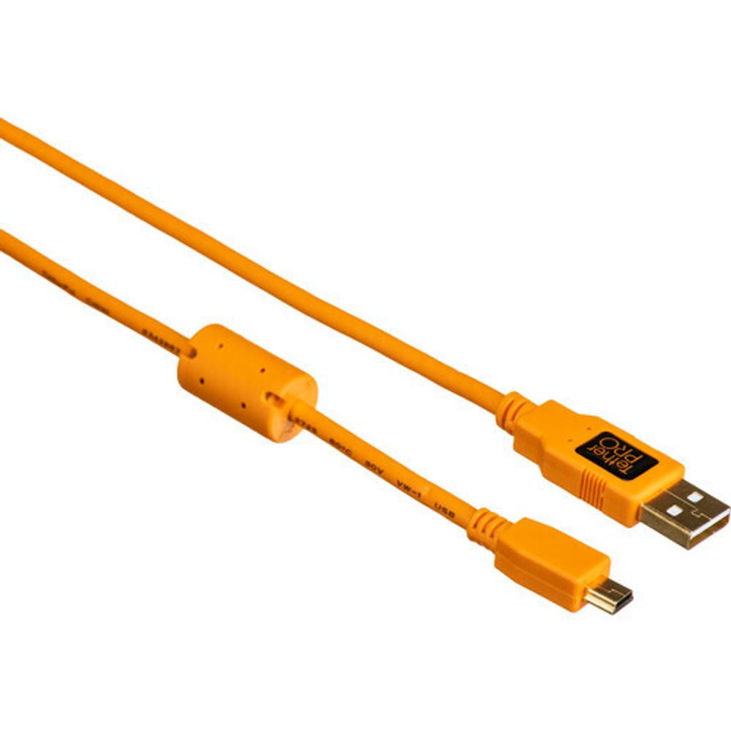 Tether Tools TetherPro USB 2.0 Type-A to 5-Pin/8-Pin Mini-USB Cable  (Orange, 15') – KENZ