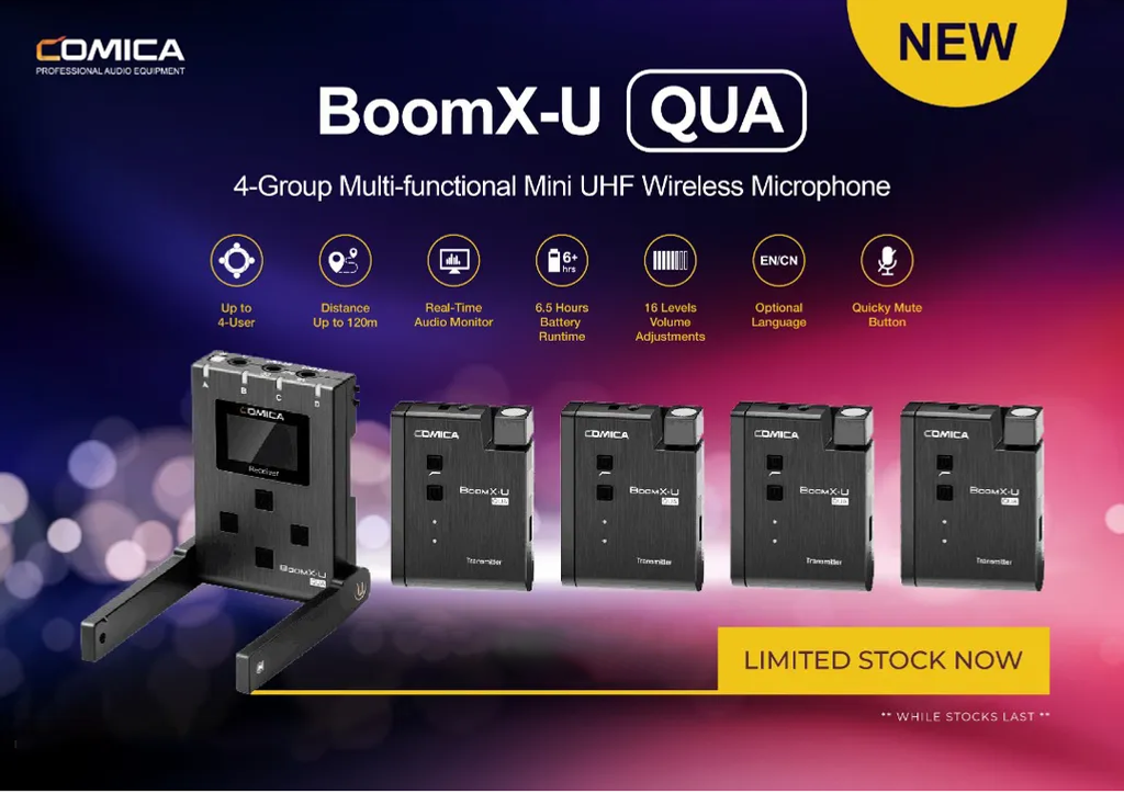 Comica Audio BoomX-U U2 QUA 2 4 Person Compact Wireless Microphone System