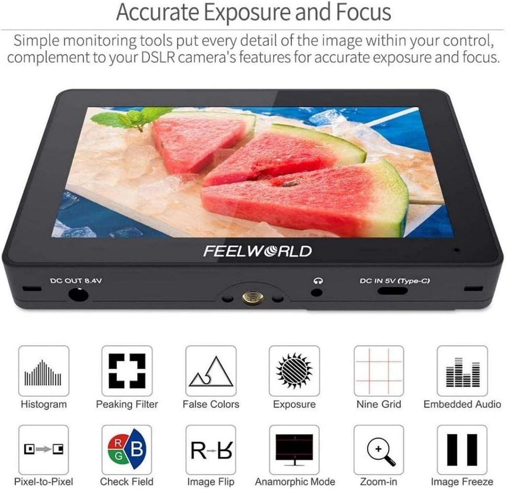 FEELWORLD F5 Pro V3 DSLR Camera Monitor 3D LUT 4K HDMI Input Output –  feelworld official store