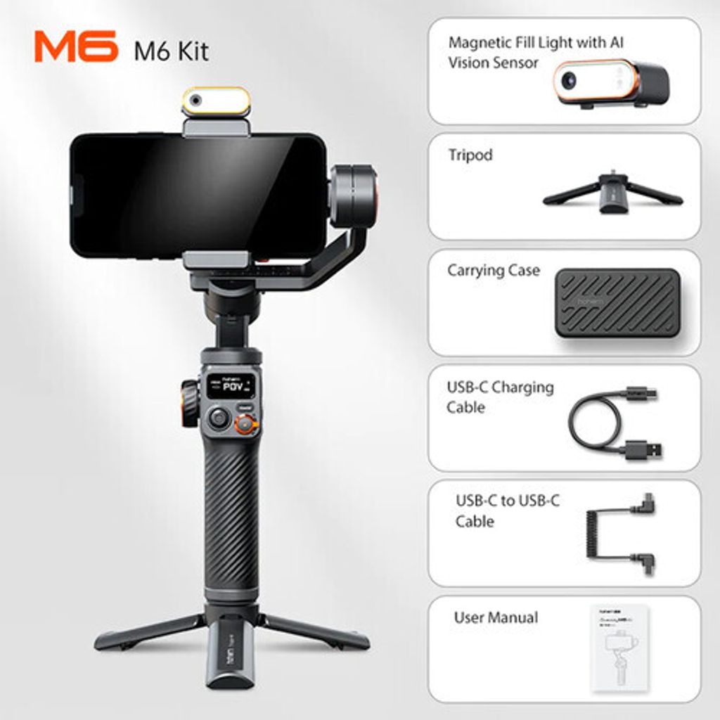 Hohem iSteady M6 Smartphone Gimbal Kit with Magnetic AI Vision Sensor LED  Light – CXG