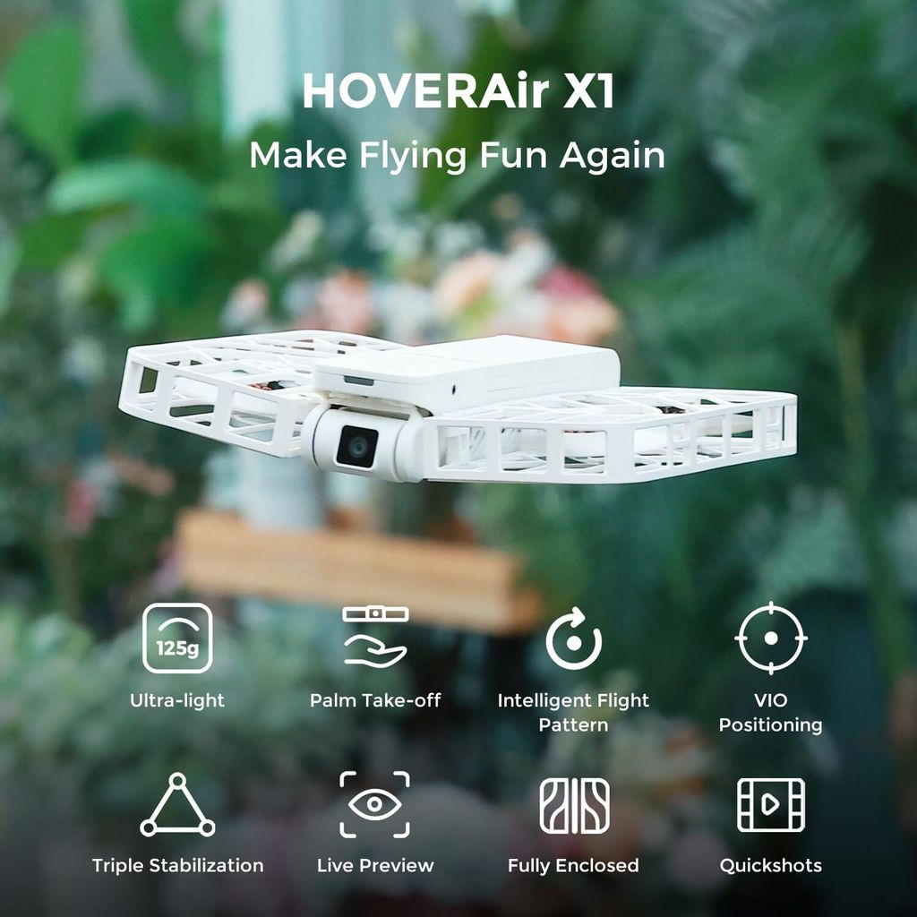 HOVERAir X1 Combo Self-Flying Camera Pocket-Sized Drone One Touch Palm  Takeoff
