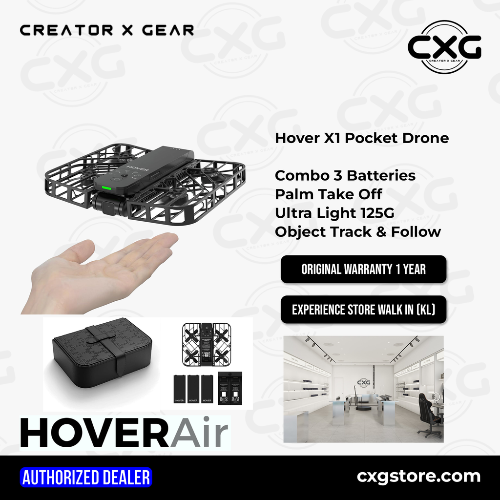 New - HoverAir X1 - Combo Pack  Pocket-Sized Self-Flying Camera —