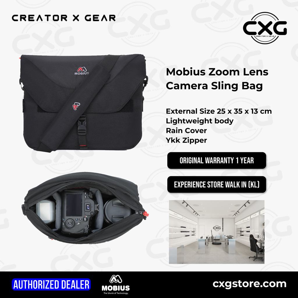 CXG logo Mobius Zoom Lens Sling Bag