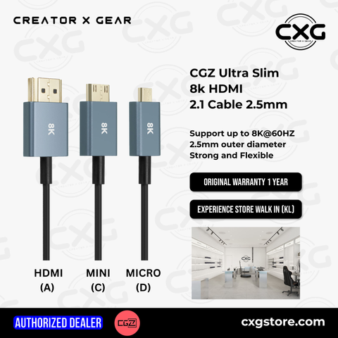 CGZ Ultra Slim 8K HDMI 2.1 Cable 2.5mm