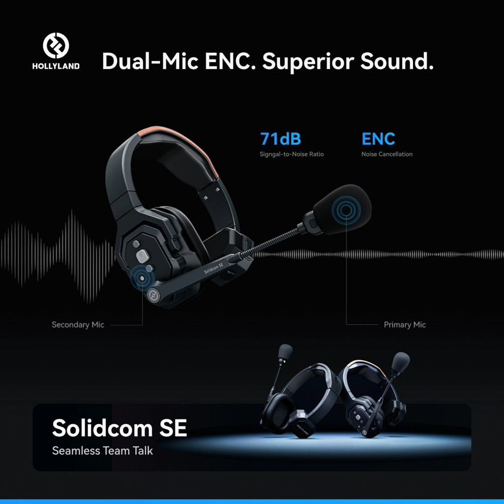 Hollyland Solidcom SE Wireless Headset Intercom System with Noise Cancellation Water Resistance (3 - 8 units)