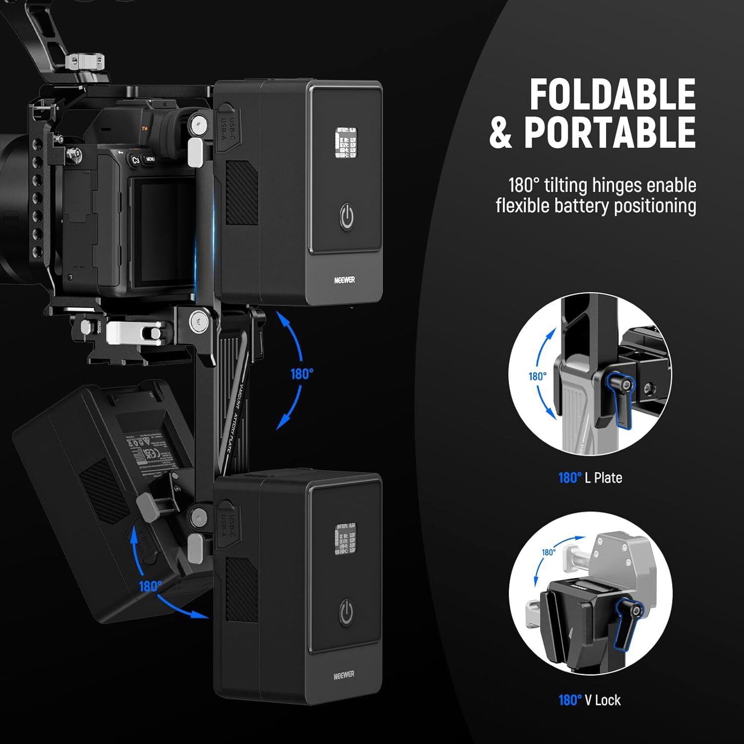 Adaptateur Plaque Batterie V-mount Pliable Pour DJI RS4 RS3 – Compatible PS099E, Avec Base Arca, Support Appareil Photo Extensible