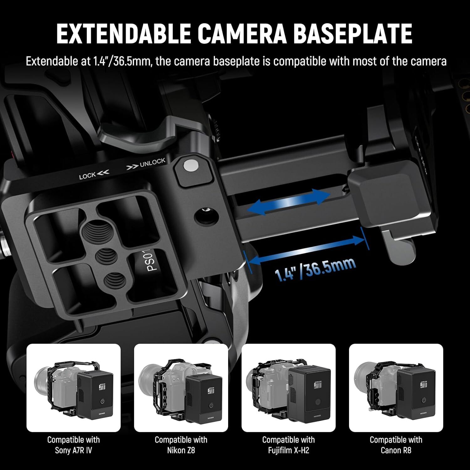 Neewer Modular Design V-Mount Battery Plate Nato Rails PS016 For