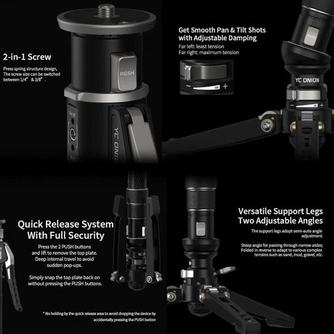 YC Onion Pineta Pro Quick Release Carbon Fiber Monopod with Pedal