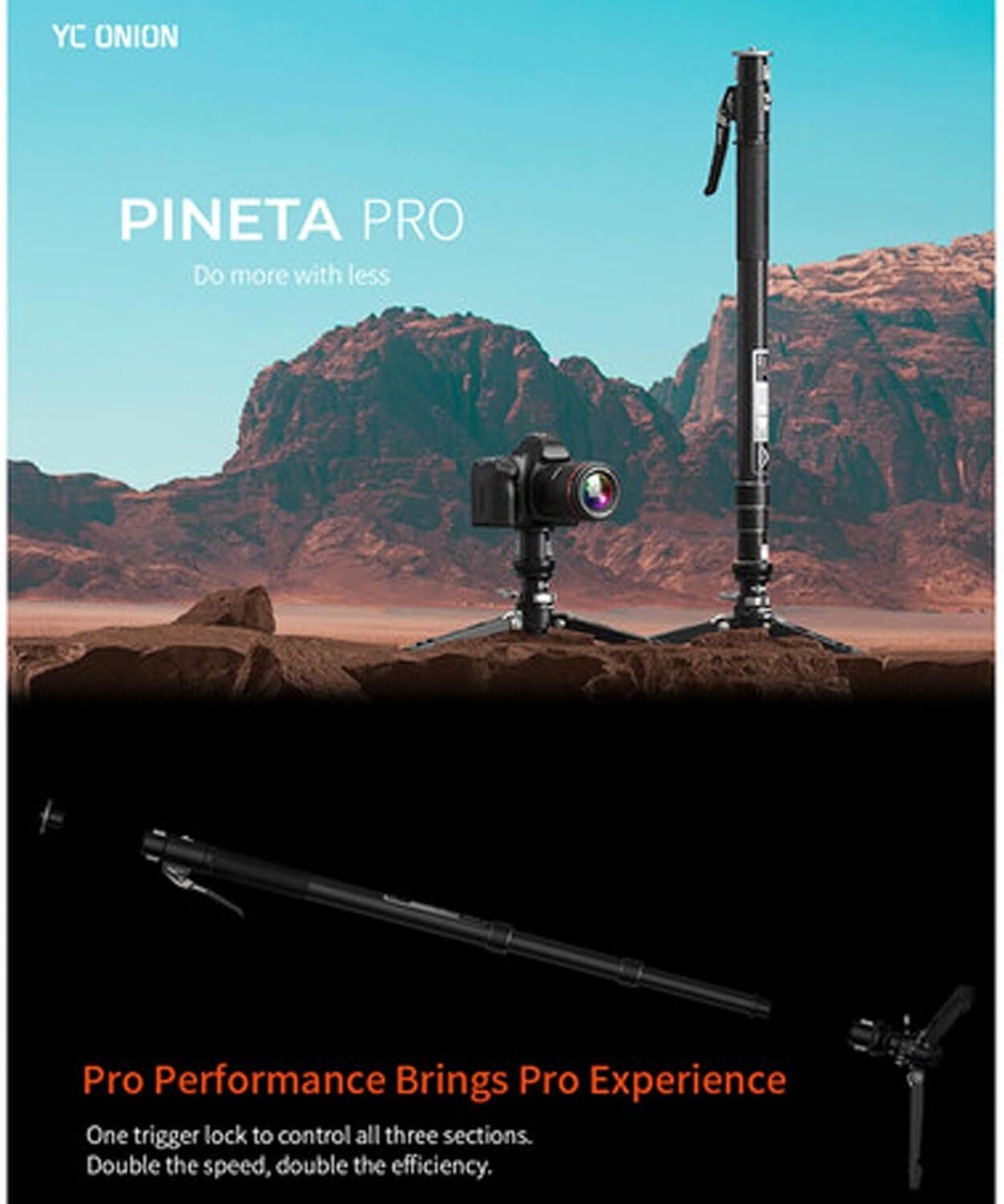 YC Onion Pineta Pro Quick Release Carbon Fiber Monopod with Pedal