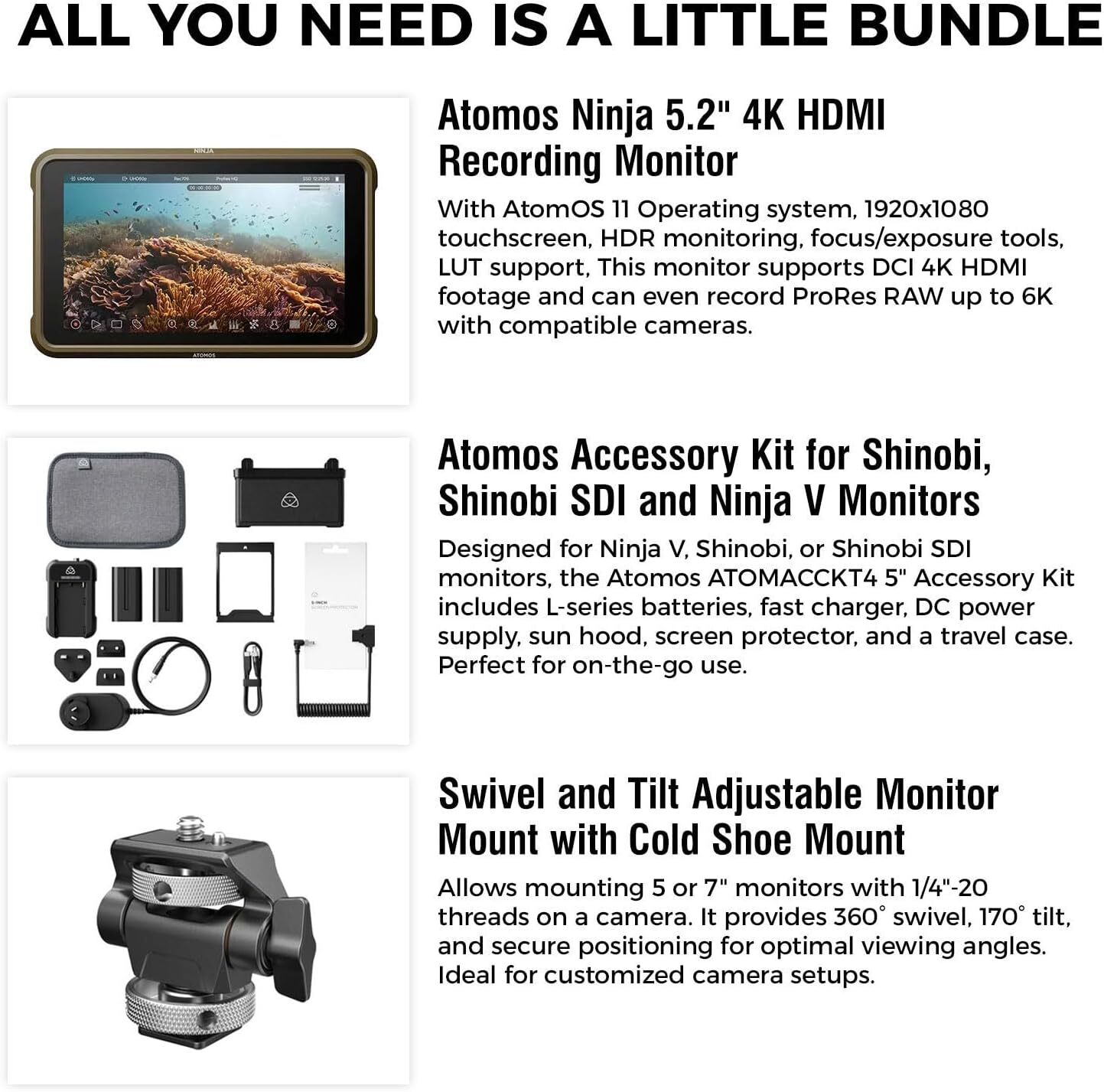 特別価格Atomos Ninja V 5インチ HDMIレコーディングモニター AtomX CASTスイッチャー付き バンドル好評販売中 ATOMOS NINJA V \u0026 SSD プレミアムキャンペーン開催中！レコーダーに