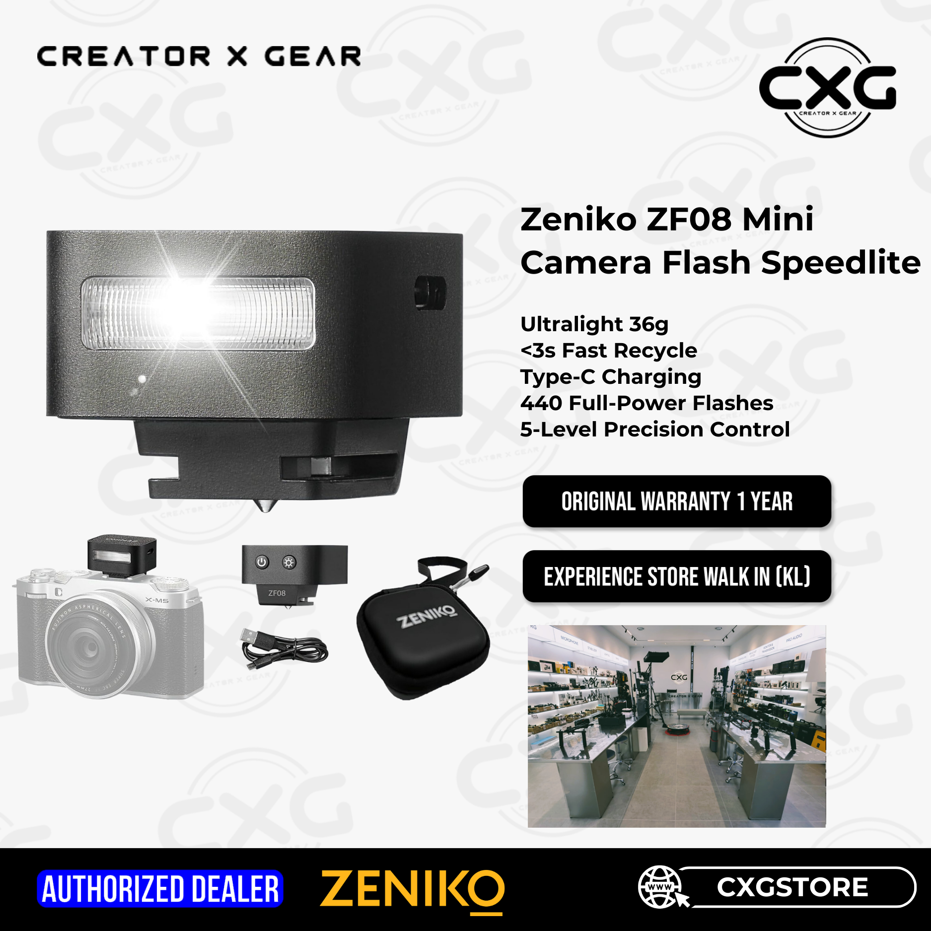Zeniko Godox ZF08 Mini Camera Flash Speedlite for Sony / Canon