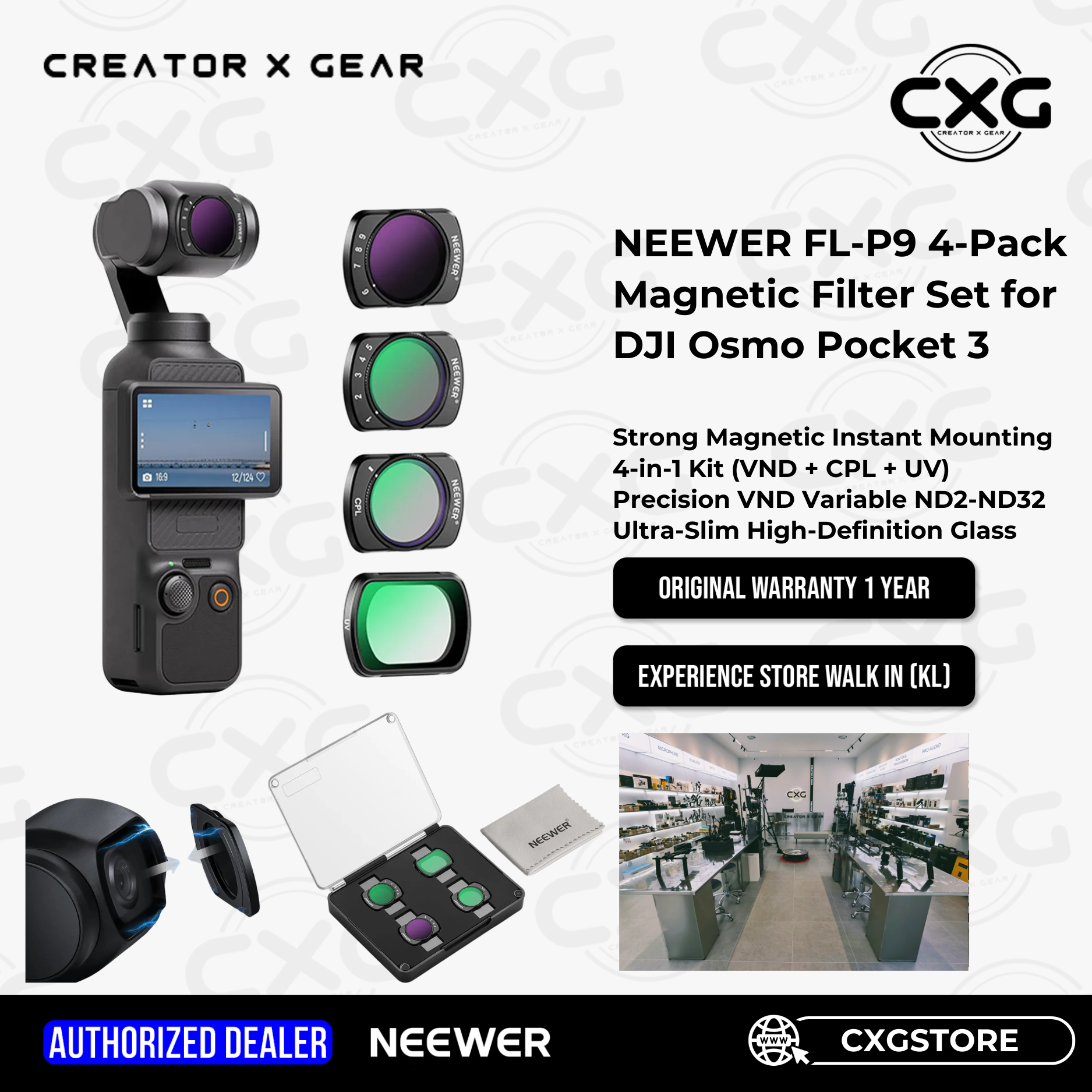 Neewer DJI Pocket 2 ND/PL/CPLフィルター 8枚セット NEEWER FL-P9 4-Pack
