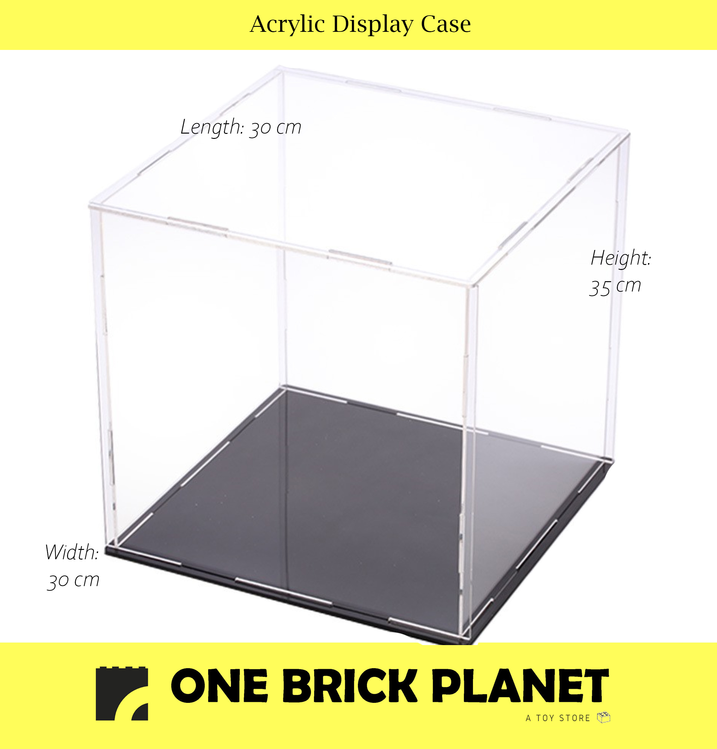 35x30x30] Acrylic Display Case with Black Base – One Brick Planet