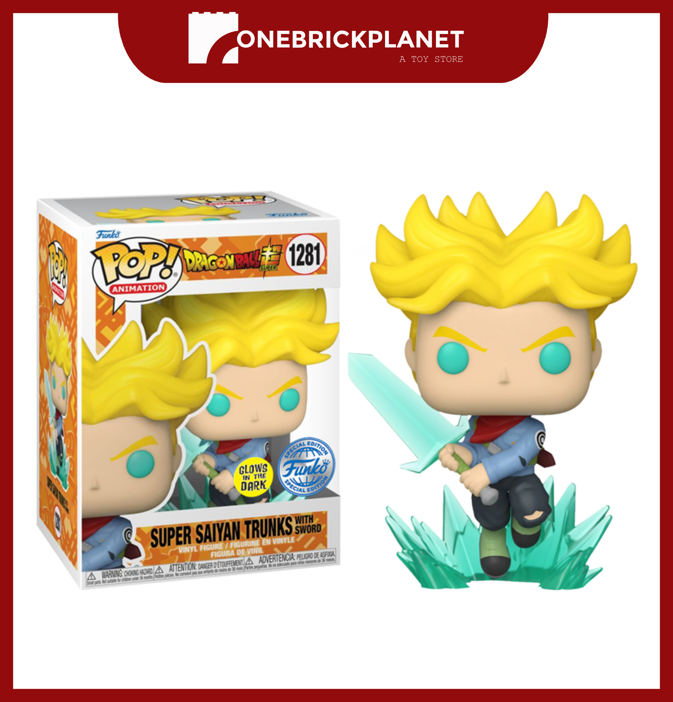 Funko Pop! Animation: Dragon Ball Super - Super Saiyan Trunks with Sword  Glow in the Dark (1281) – One Brick Planet