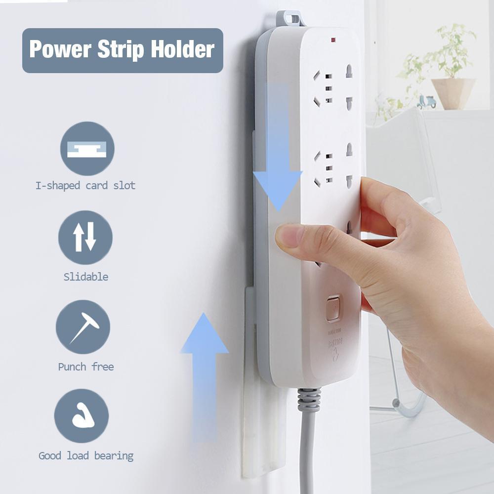 Home Power strip holder sticker wall Mount socket no Hook free Punch trace q1u8