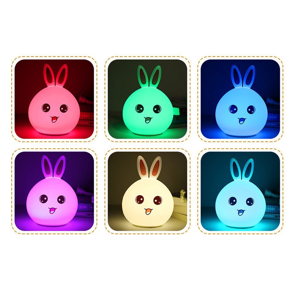 LED Lovely Rabbit Colorful Silicone Portable Night Light Ready Stock