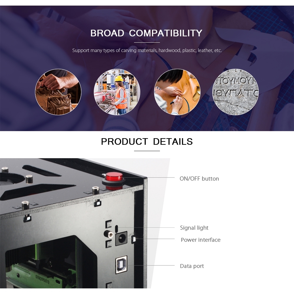 NEJE DK - 8 - KZ 1000mW High Power Laser Engraver Printer Machine Ready ...