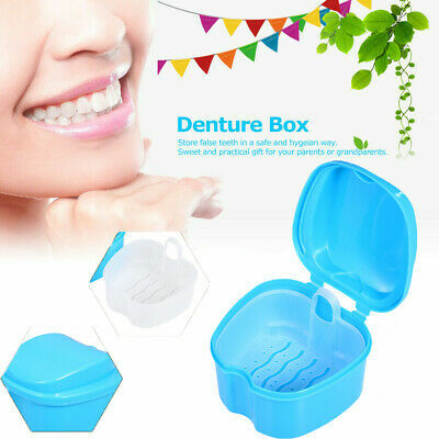 Denture Case Bath Box Case Dental Orthodontic Retainer, False Teeth Storage Case Box with Strainer Ready Stock