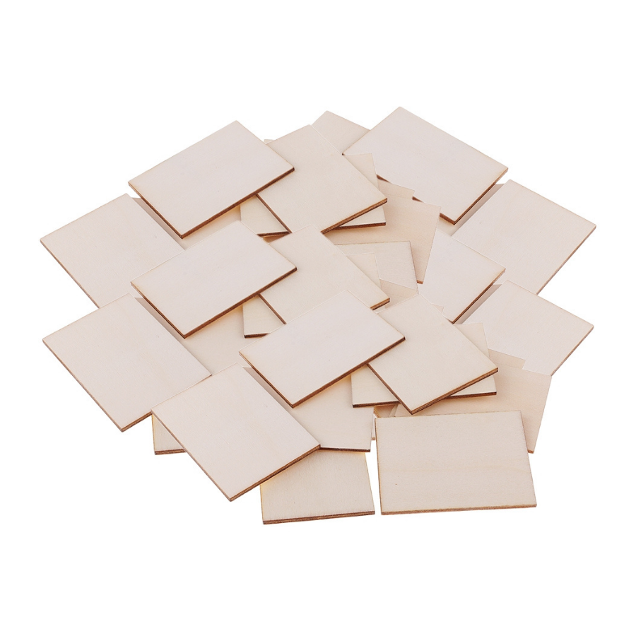 50Pcs Wooden Rectangle Shape Plain Wood Diy Craft Blank Plaque for Art Painting Handmade Ready Stock