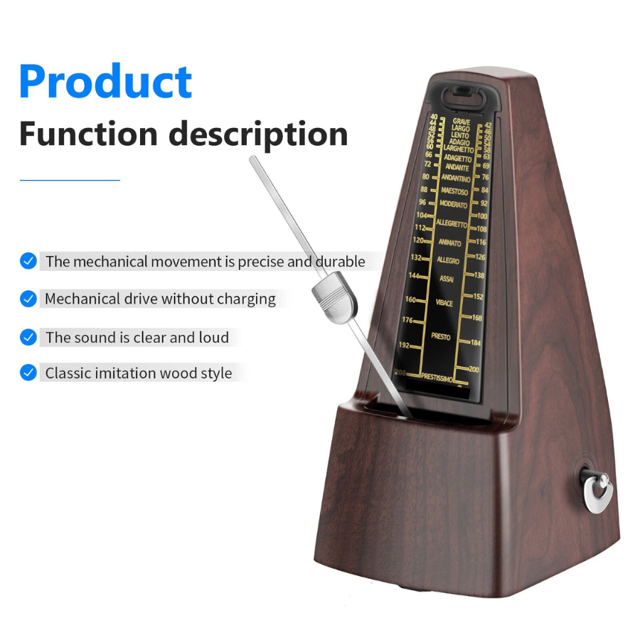 TB401 Square Wind up Mechanical Metronome Accurate Timing and Tempo for  Piano Guitar Bass Drum Violin Ready Stock Burgundy | PGMall