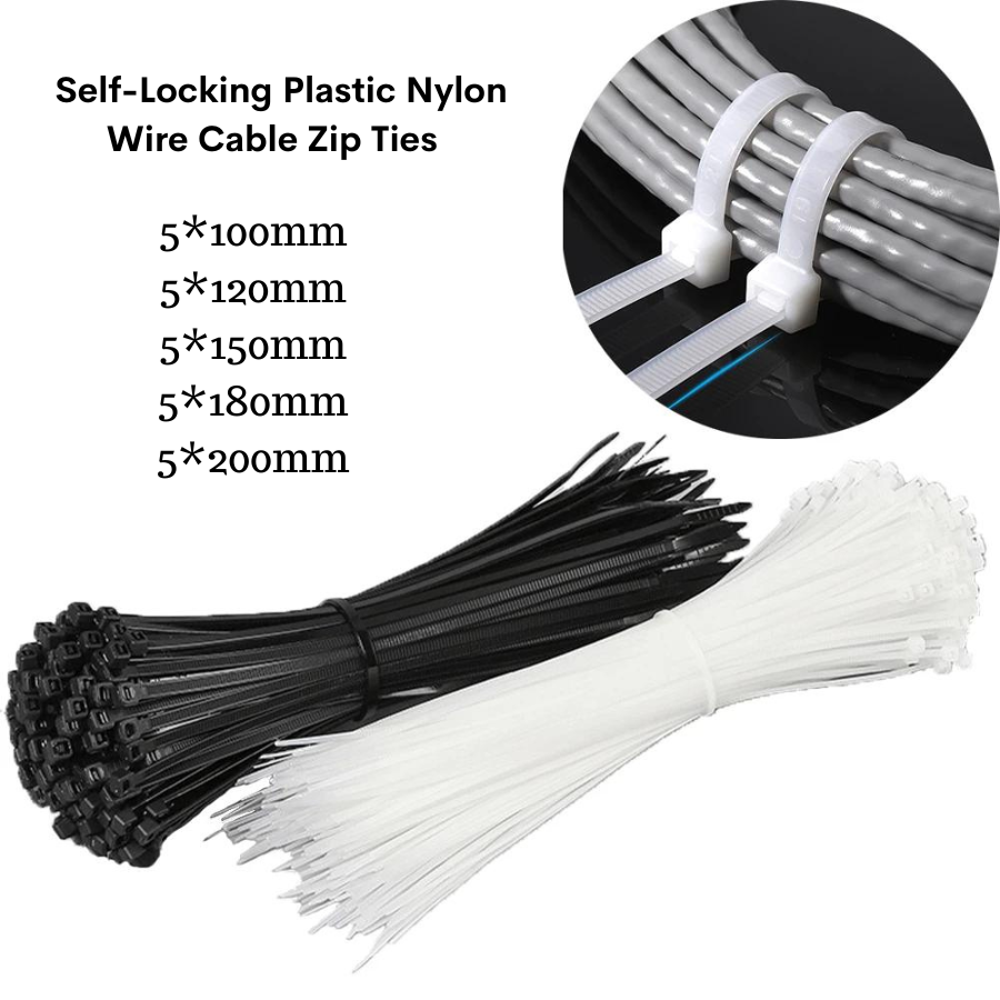 100pcs High Toughness Cable Cruncher Self-Locking Plastic Nylon Wire Ties for Organizing Fixing and Binding Cables