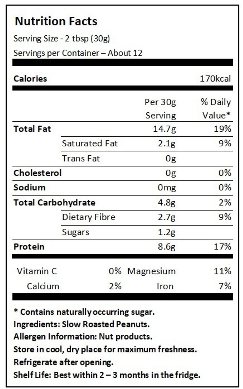 Peanut Butter Smooth No Salt