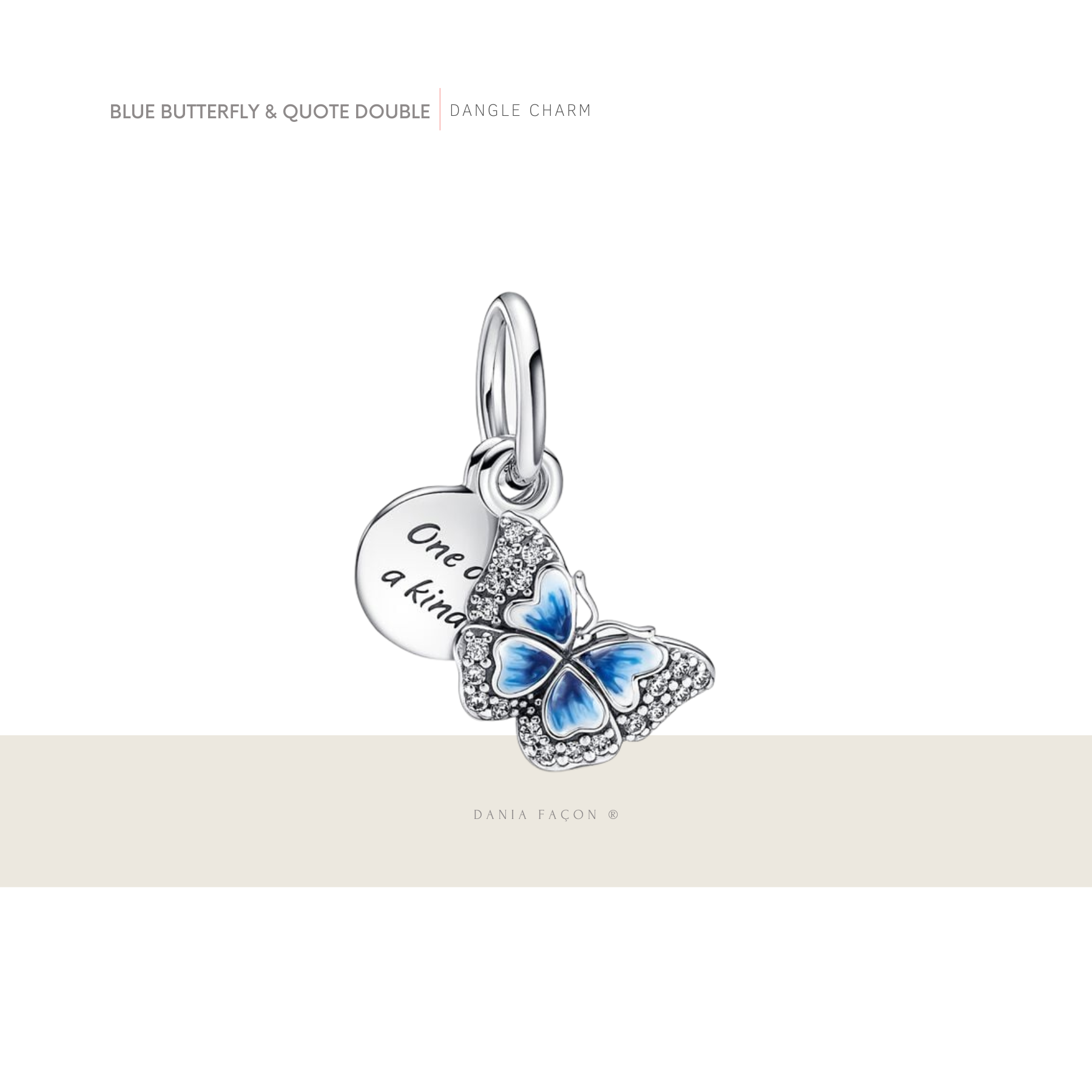 Blue Butterfly & Quote Double Dangle Charm