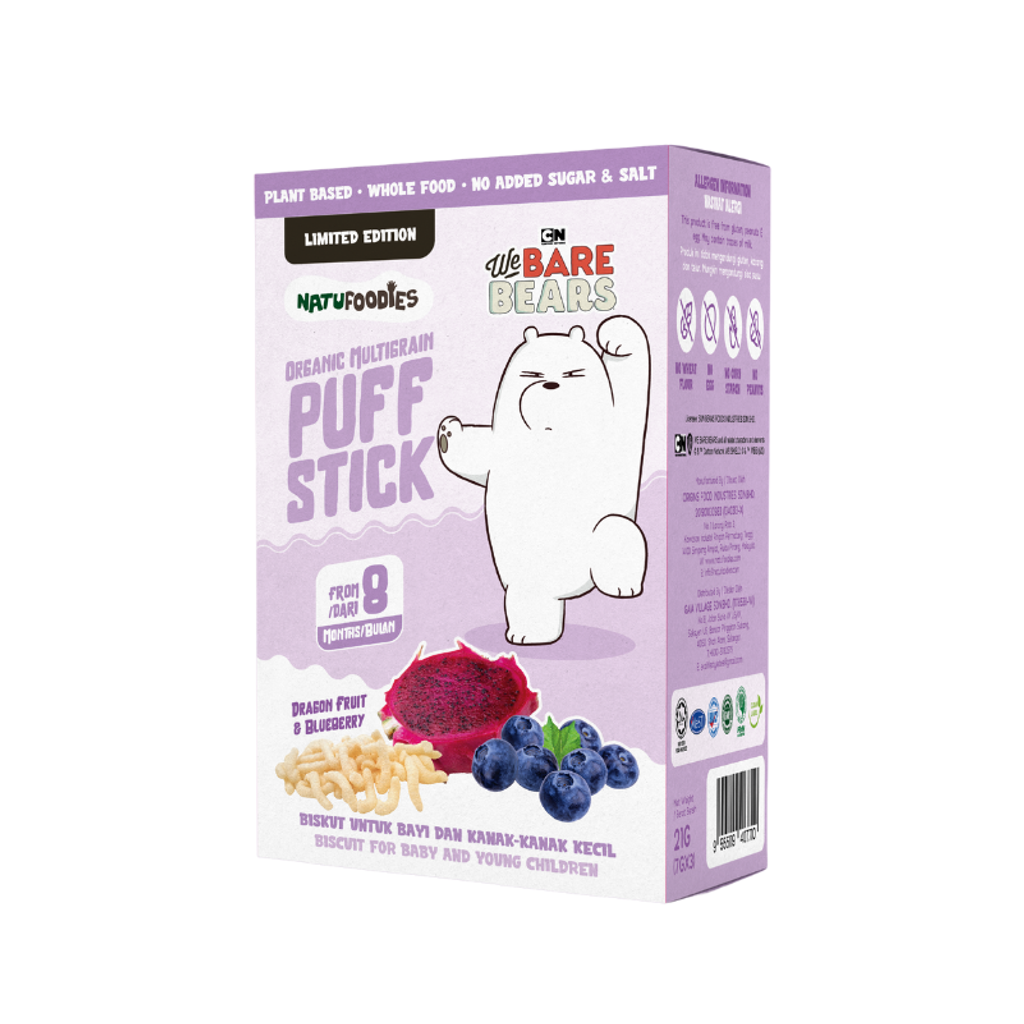 Special Edition Natufoodies Organic Multigrain Puff Stick – Dragon Fruit & Blueberry