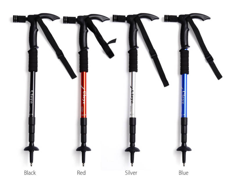 CLEYE 4 Joints Trekking Folding Alpenstocks with Light Climbing Pole Crutch Walking Stick CLEYE 4 Joints Trekking Folding Alpenstocks with Light Climbing Pole Crutch Walking Stick