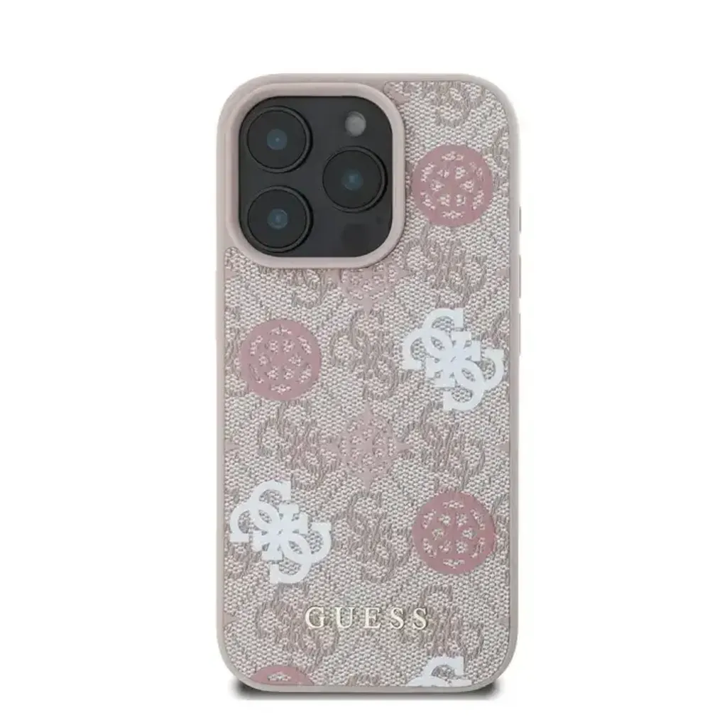 Guess PEONY PU Leather Back Case with Magnetic Charging for iPhone 16 Series