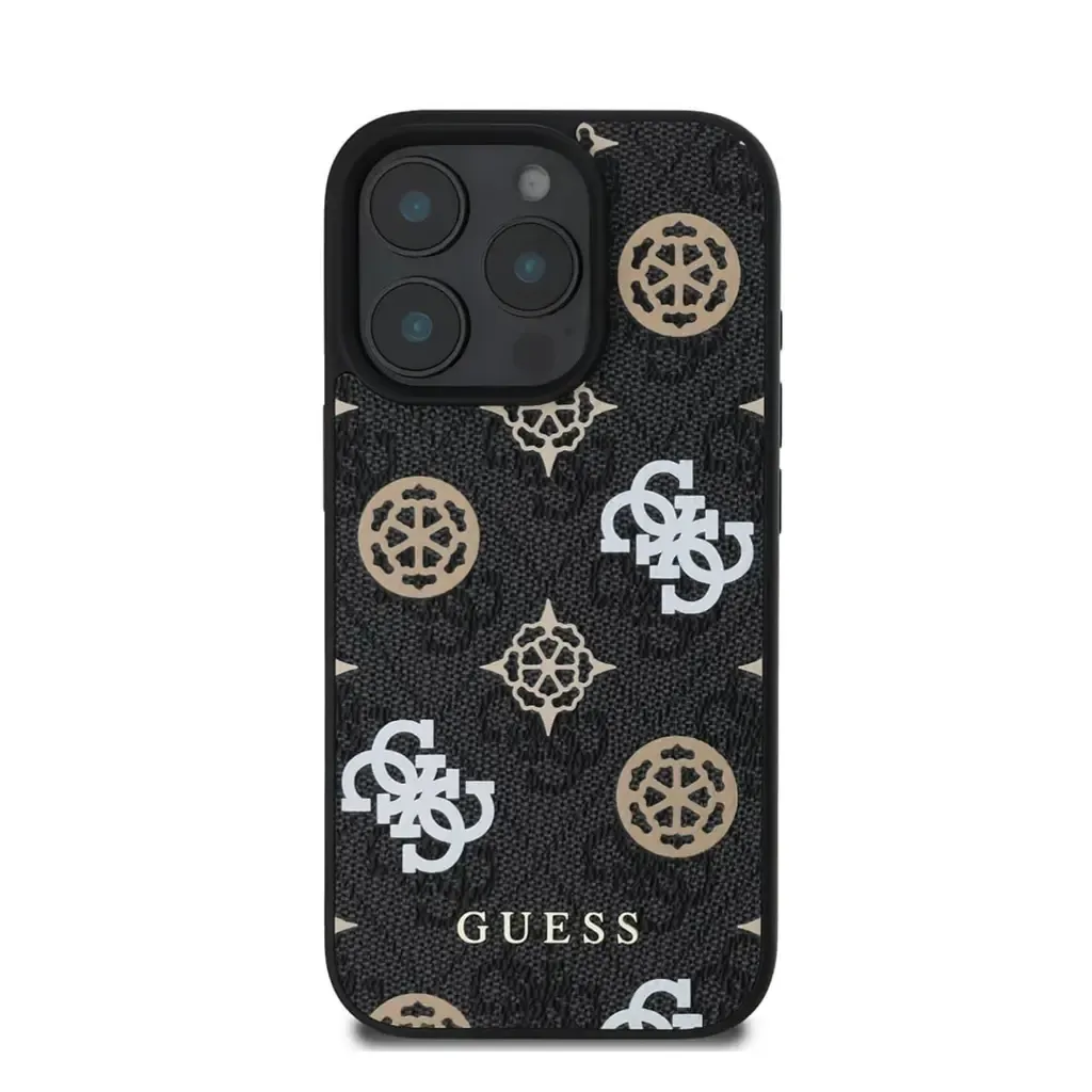 Guess PEONY PU Leather Back Case with Magnetic Charging for iPhone 16 Series