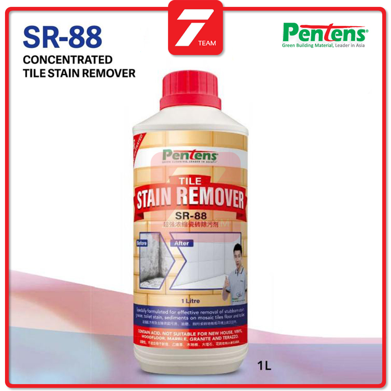 Pentens SR-88 Concentrated Tile Stain Remover 1L